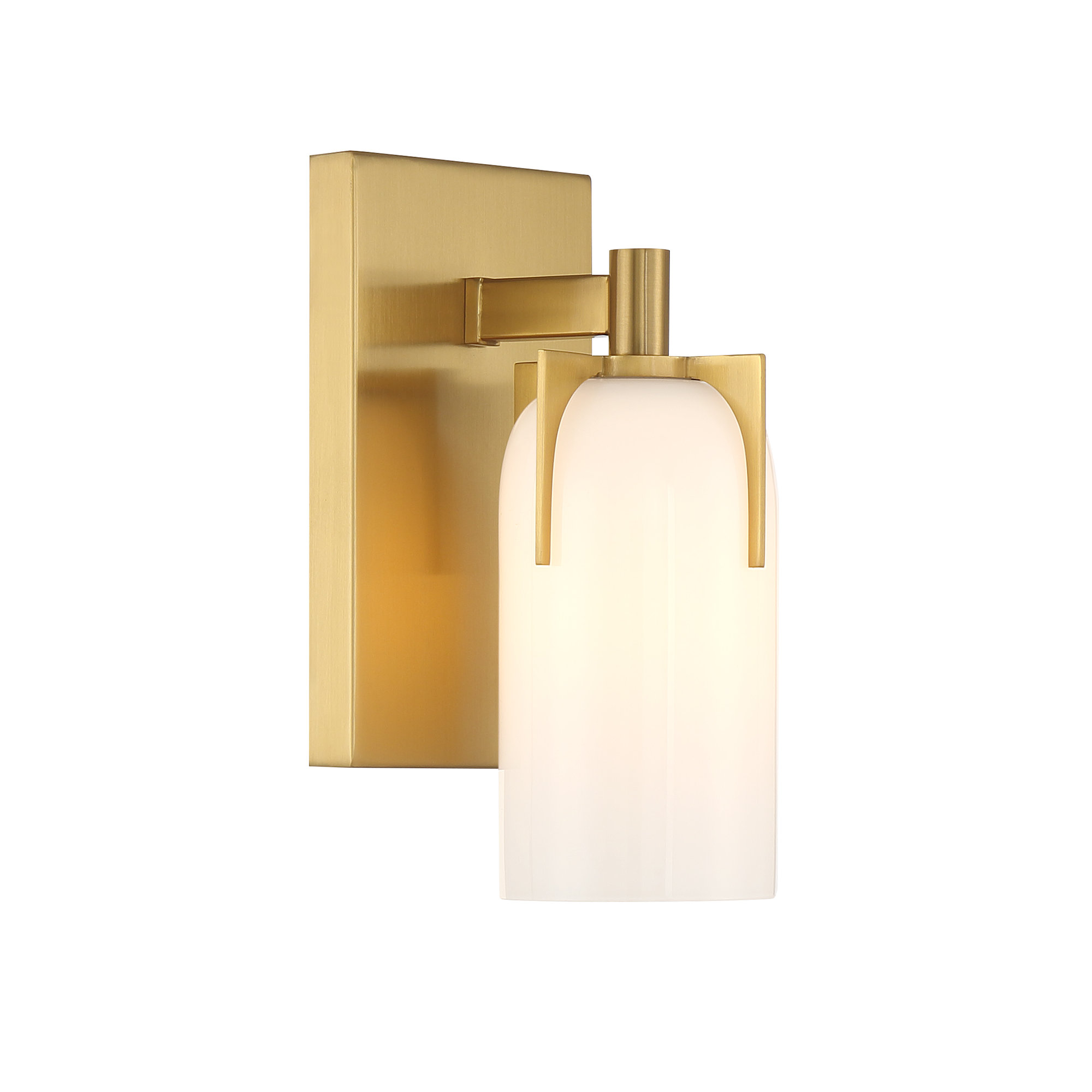 Navana Single Frosted Dimmable Bath Sconce, Brass