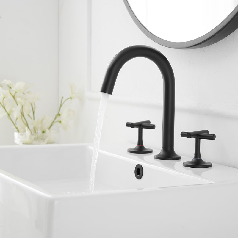 8 In. Widespread Double-Handle High-Arc Bathroom Faucet, Matte Black