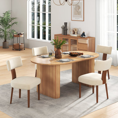 Modern Farmhouse Solid Wood Extendable Dining Table Set for 4-8 People