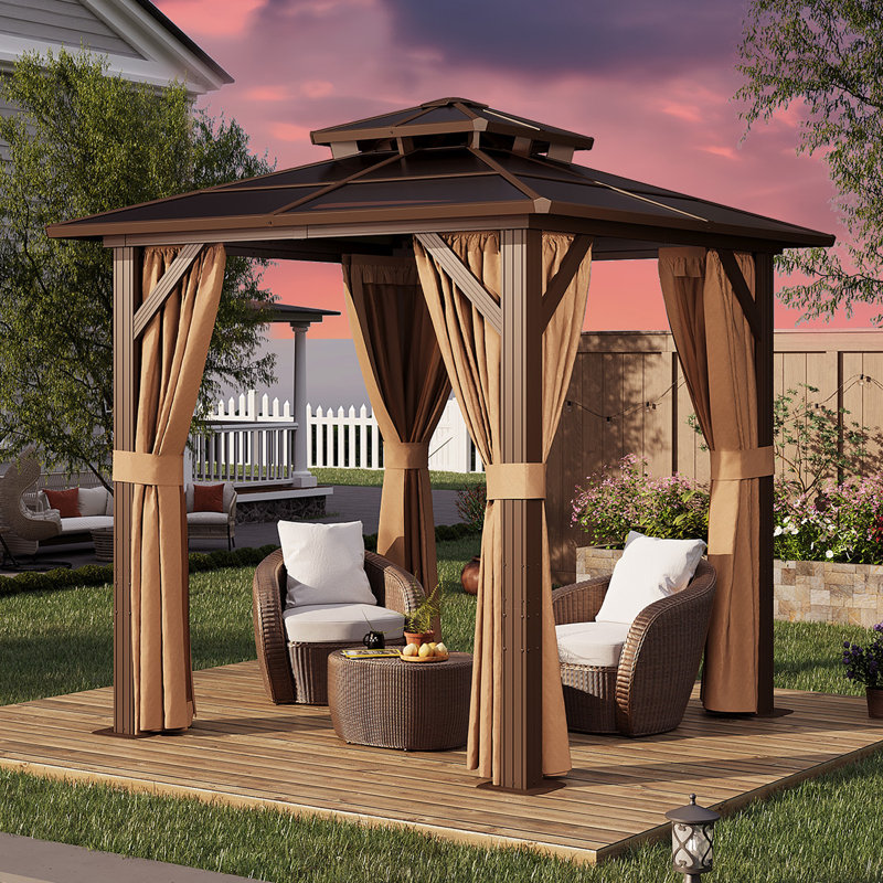 Aluminum Patio Hardtop Gazebo, 8 Ft. W x 8 Ft. D