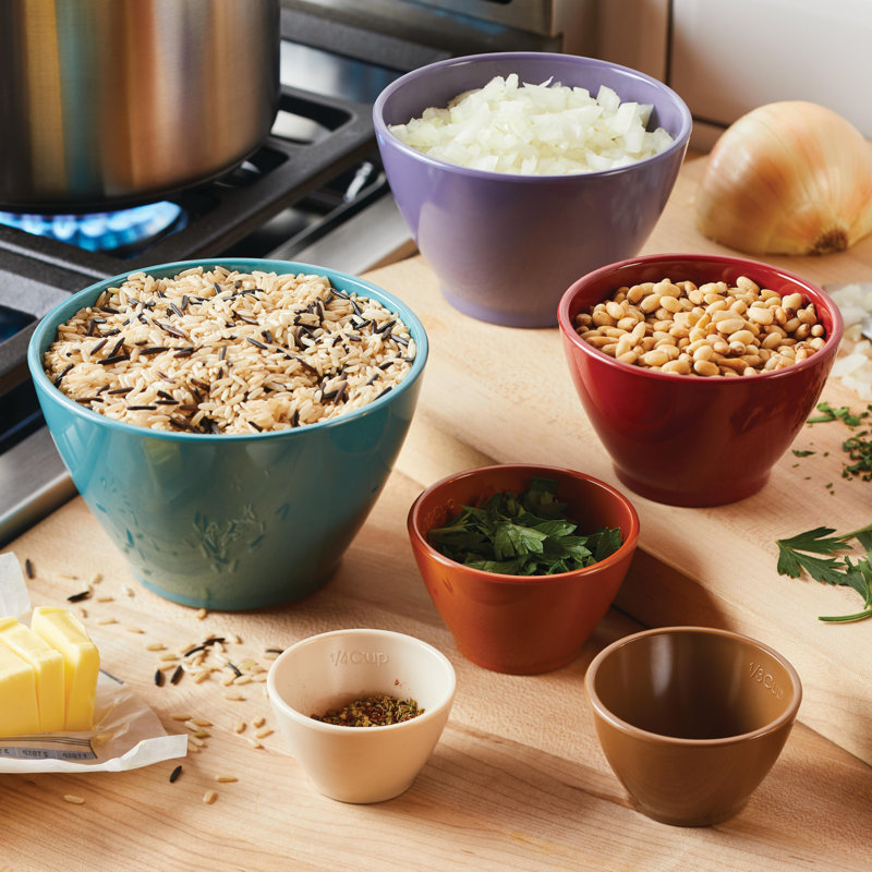 Assorted Color Melamine Nesting Measuring Cups Set, 6-Piece