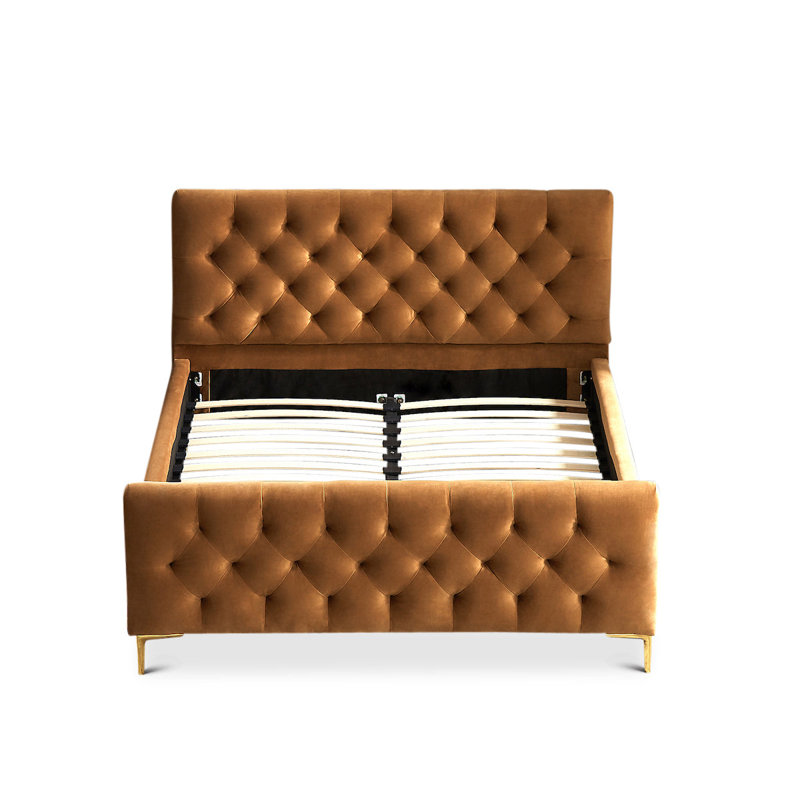 Structure de lit Bailey Queen Mid-Century, Brun