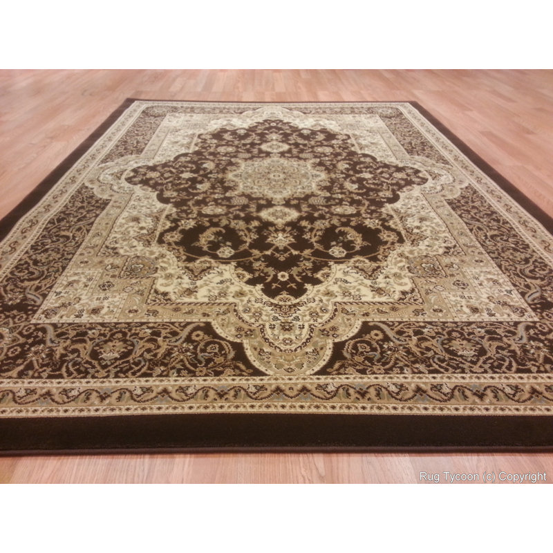 Tapis brun à motif oriental, Rectangle 7 pi 11 po x 9 pi 10 po