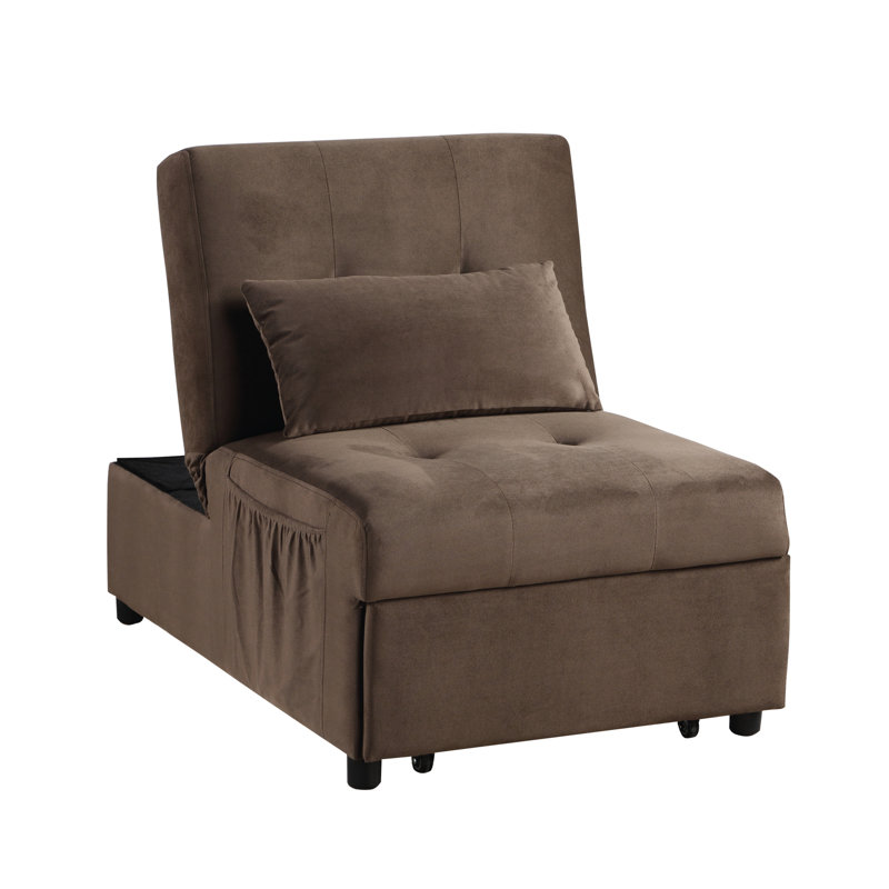 Banc à plateau relevable moderne avec lit escamotable et pochette de rangement - Bois de velours brun, Brown