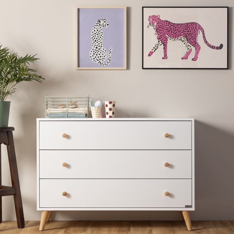 Austin 3- Drawer Dresser, White/Natural