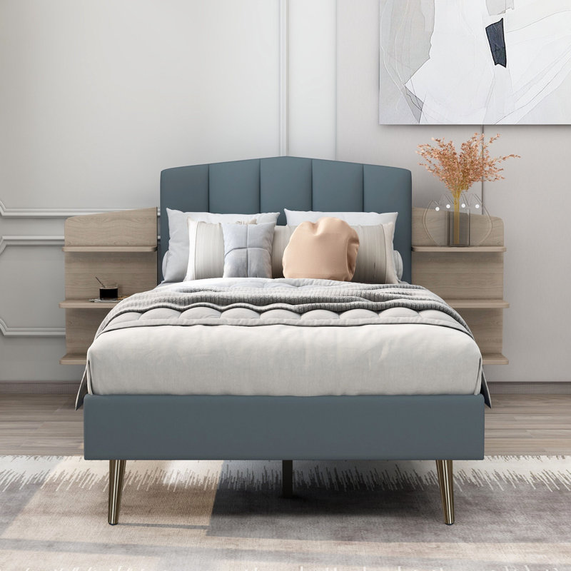 Lit plateforme tapissier, Simple, Rose