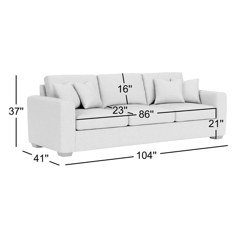 Canapé à accoudoirs carrés Anaiza, Polypropylène beige / oléfine, H 37 po x l 104 po x P 41 po