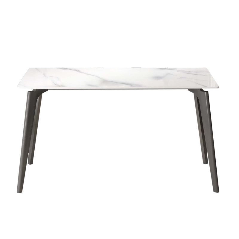 Table de salle à manger à rebords droits en pierre artificielle moderne 55,12 po avec pieds en métal (table de salle à manger seulement)