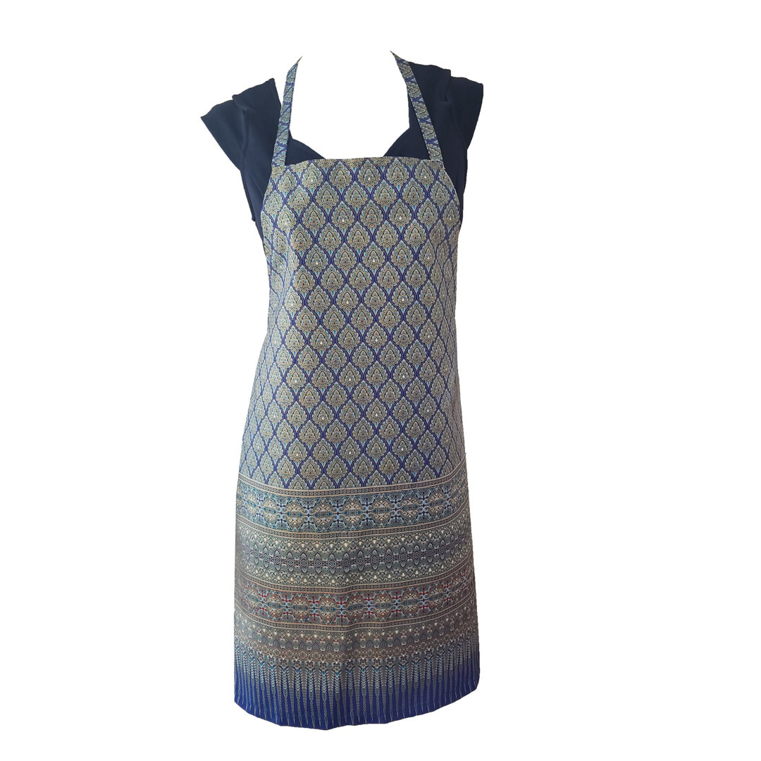 Apron Printed Floral Design Pinafore Style Long Waist Ties. Cotton Fabric Cooking Apron Bungalow Rose 