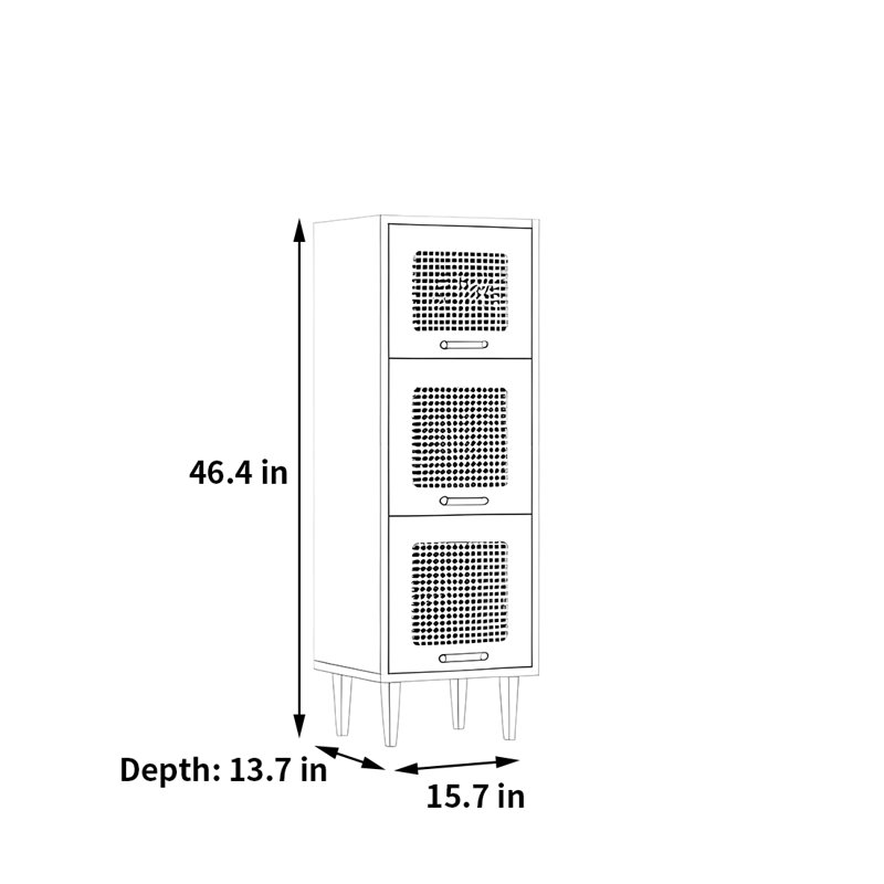 Rabehi, (3 tablettes) H 46,4 po x l 15,7 po x P 13,7 po, Brun