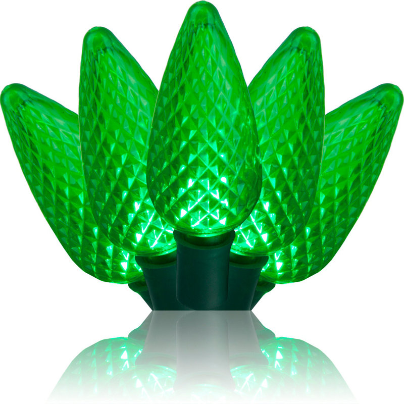 C9 LED Christmas String Light, Green, 17' L, 25