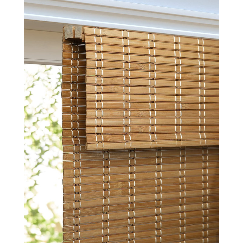 Rideaux romains sans cordon en bambou filtrant la lumière, L 26 po x L 60 po