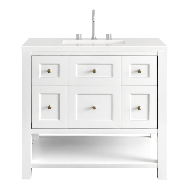 Breckenridge 36'' W Single Vanity, Bright White, White Zeus, 8" Widespread