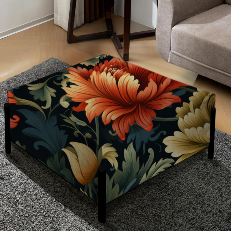 Petal Symphony Colorful Damask Harmony - Grand repose-pieds carré damassé