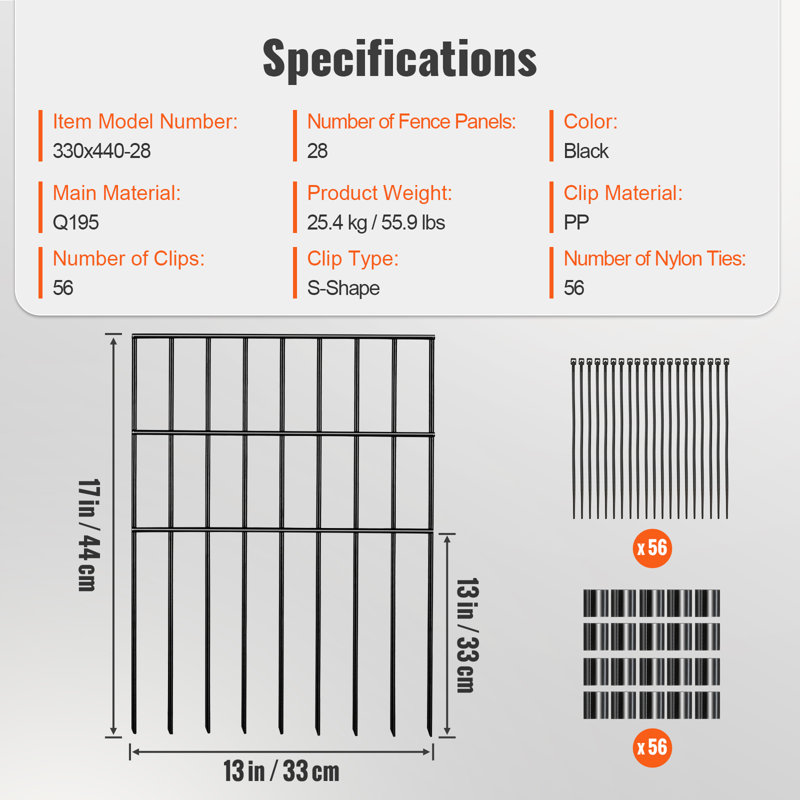 17 Ft. H x 13 Ft. W Steel Border Fencing