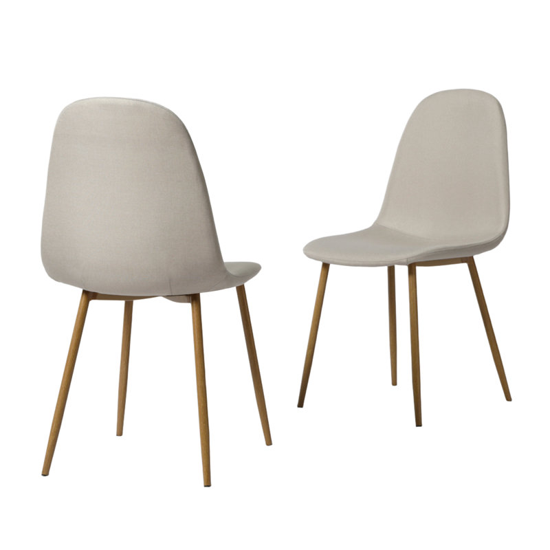 Asteria - Linen Dining Chairs - Modern Kitchen & Dining Seating, Natural Wood, Beige