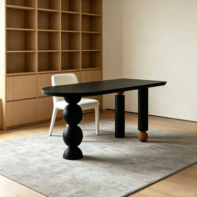 Creative Asymmetric Art Design Ash Wood Desk