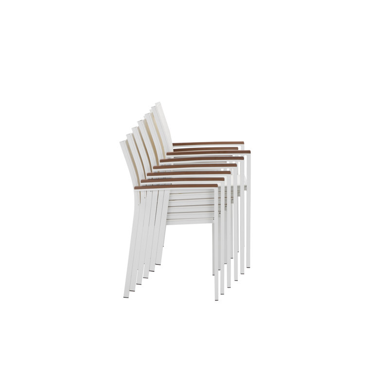 angea Home Aynura 12-Person Aluminum Outdoor Dining Set with 2 Rectangular Tables & Stackable Chairs, Powder-Coated & Anodized Aluminum, 