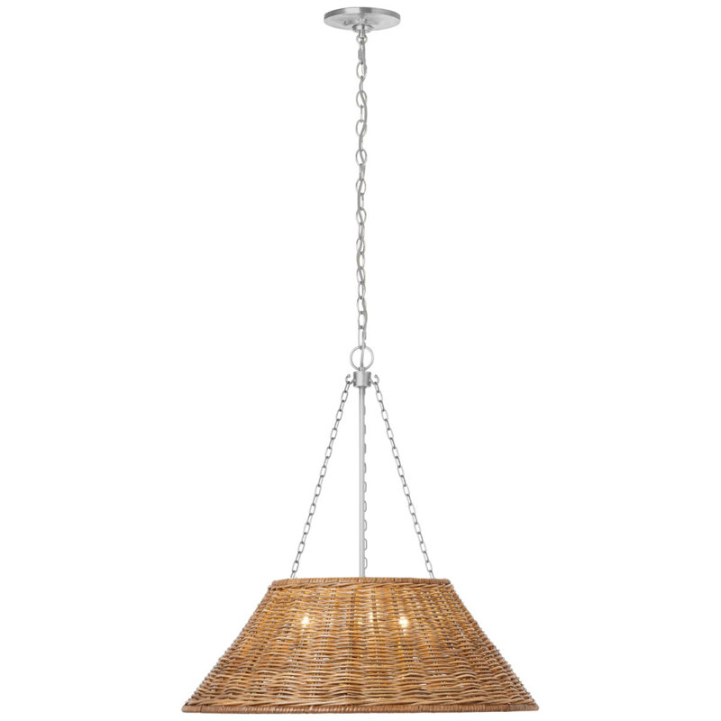 Corinne 3 - Light Pendant, Polished Nickel, Natural Wicker