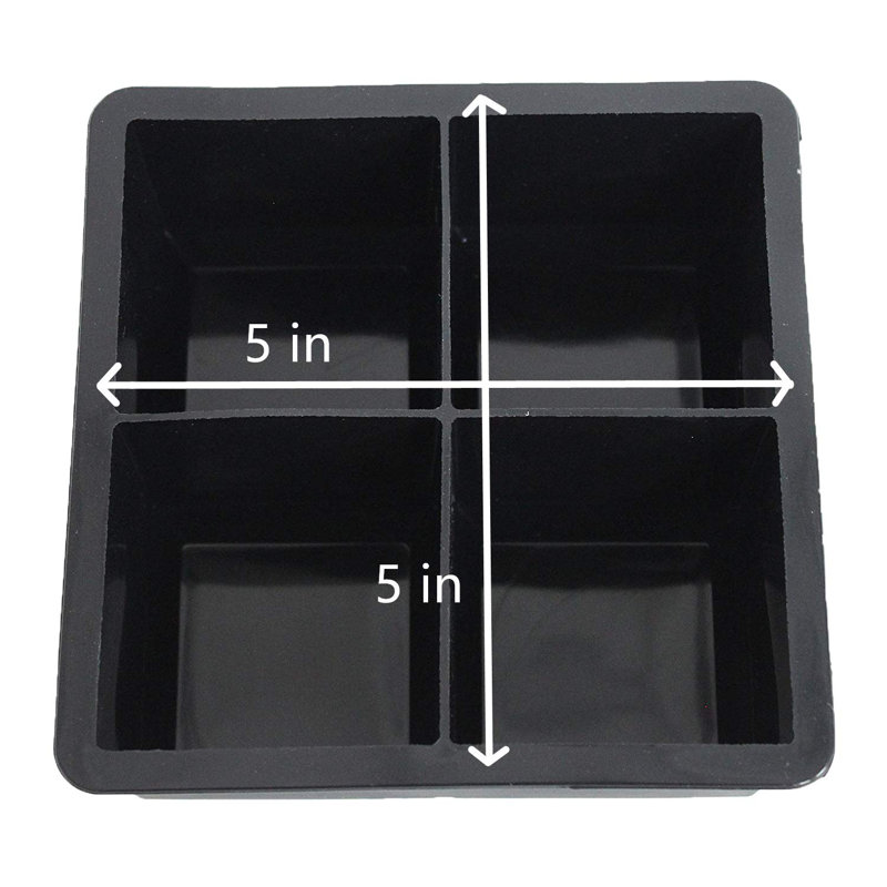 Grands moules à glaçons en silicone (2,5 pouces) - Moule à glaçons à whisky, avec des glaçons faciles à libérer pour le whisky et le cocktail, de qualité alimentaire (noir 2 plateaux)