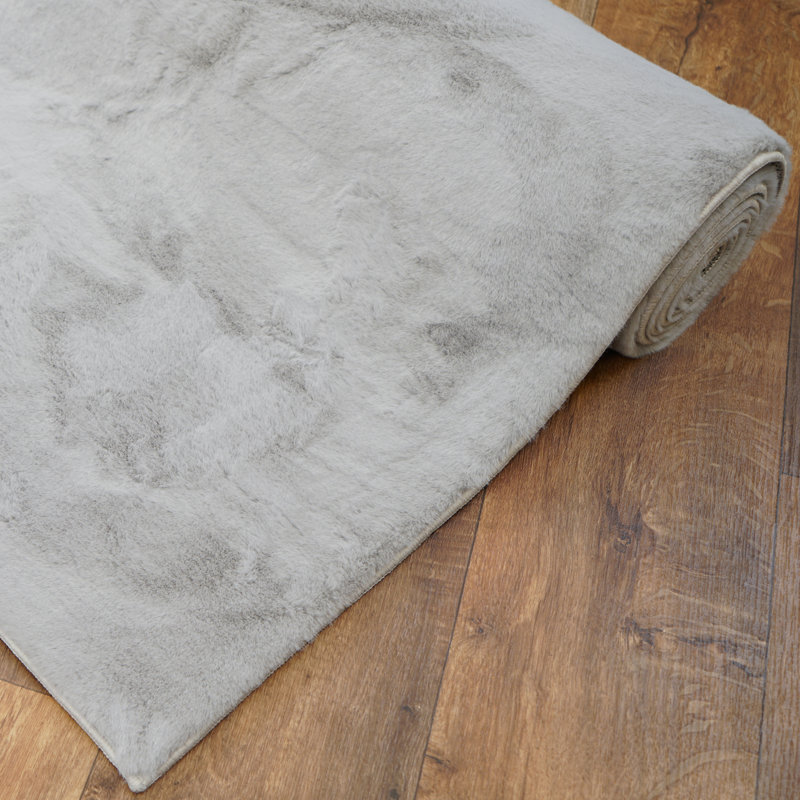 Baban Solid Colour Shag Area Rug, Rectangle 120 x 170cm, Grey