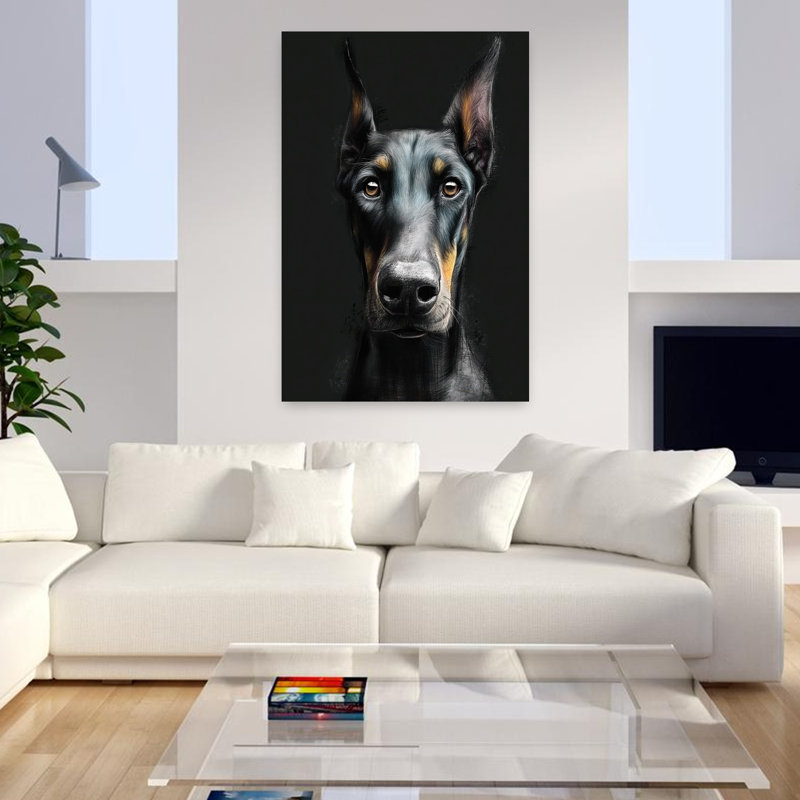 «Doberman Pinscher Dog», art mural contemporain, H 48 po x l 32 po
