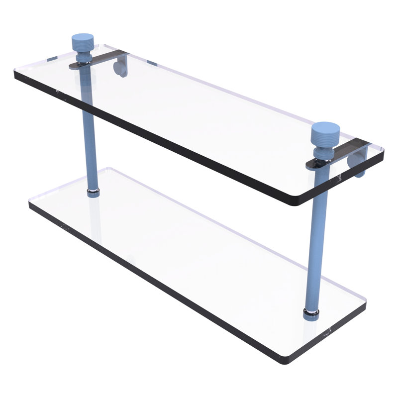 Tablette en verre Foxtrot, H 8 po x l 16 po x P 5 po, Bleu troll plat