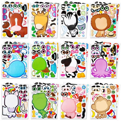 24 Sheets 9"x6" Make a face Stickers