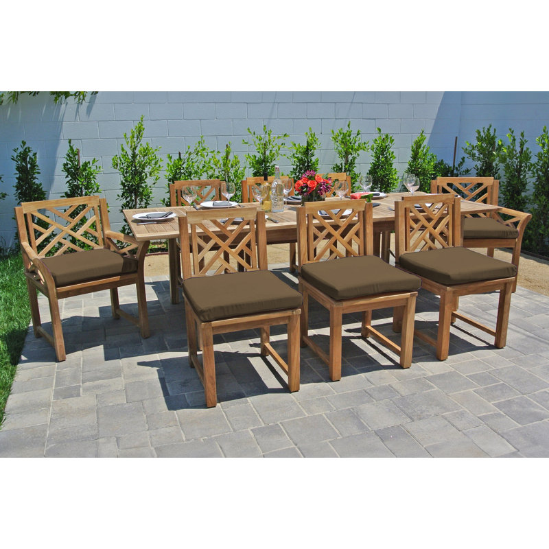 Ensemble repas rectangulaire en teck pour 8 personnes 102,5 po Monterey, Cacao, Cacao