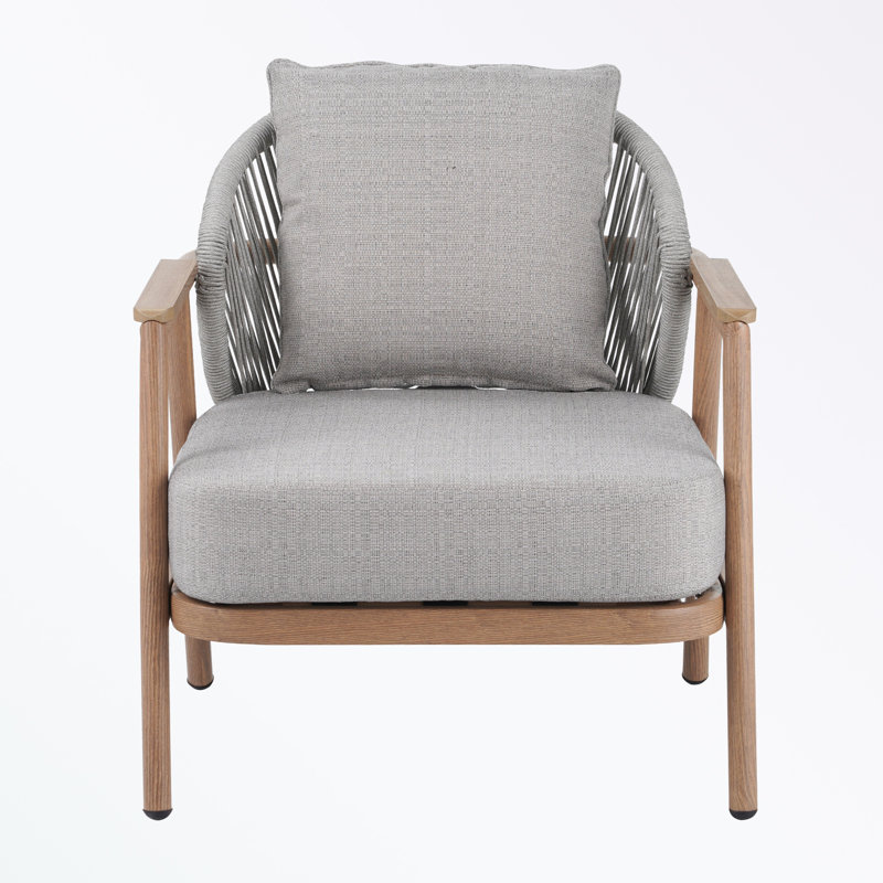Fauteuil club d'extérieur en corde avec structure en métal robuste