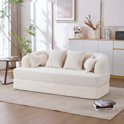 70" 2-in-1 Foldable Sofa Bed with 4 Pillows