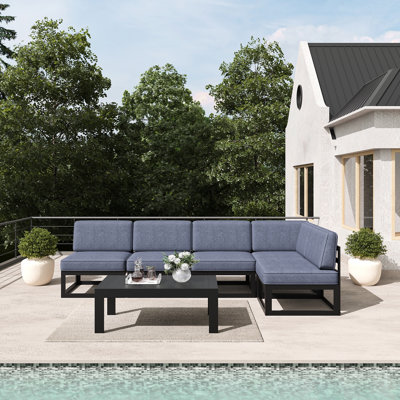 6 - Piece Outdoor Modular Sectional Set with Coffee Table by Latitude Run