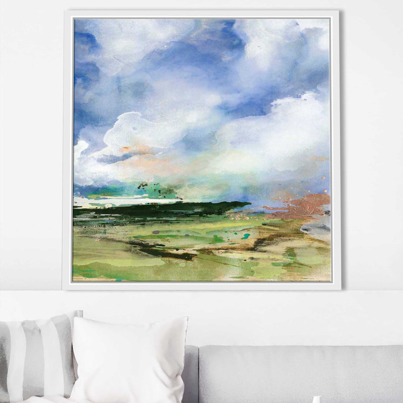«Spring Air II», peinture sur toile à cadre flottant, Cadre flottant blanc, H 31,5 po x l 31,5 po x P 2 po