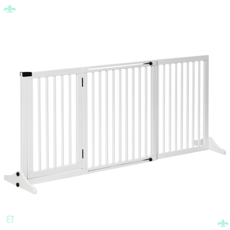 Barrière réglable pour animaux en bois, clôture pour chien autoportante pour porte, couloir, Blanc