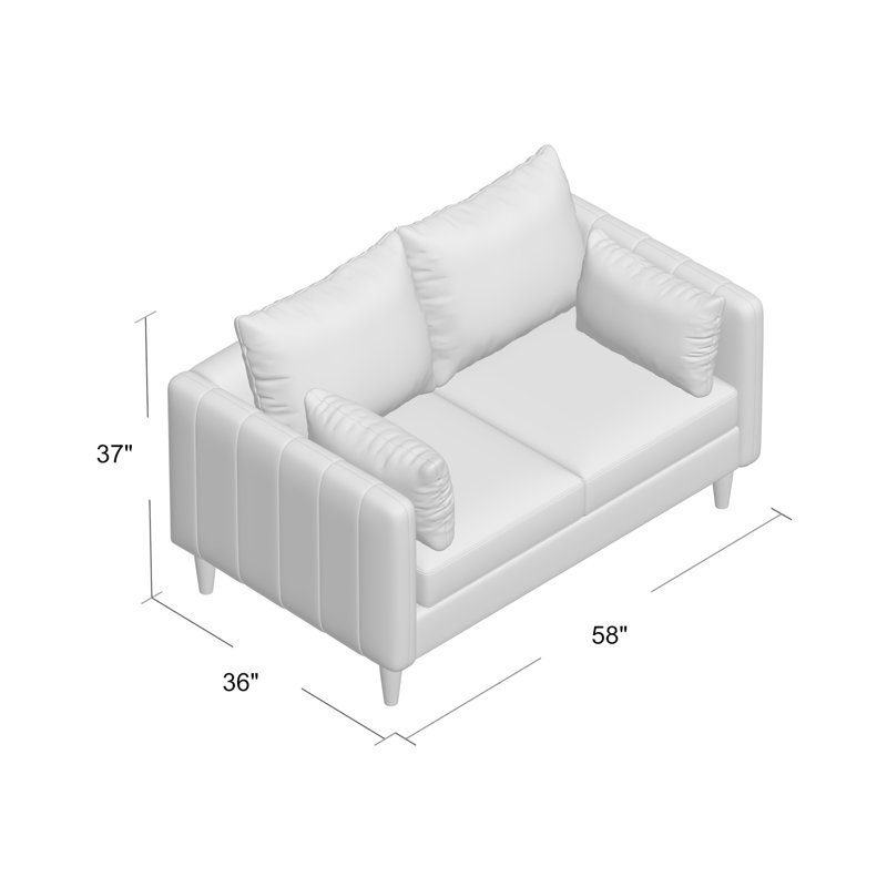 Kaveen Upholstered 58'' Loveseat, Espresso, Jango Snow