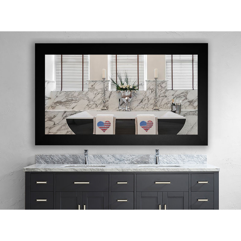 Irodion Engineered Wood Flat Mirror, 67.5" H x 39" W, Satin Black