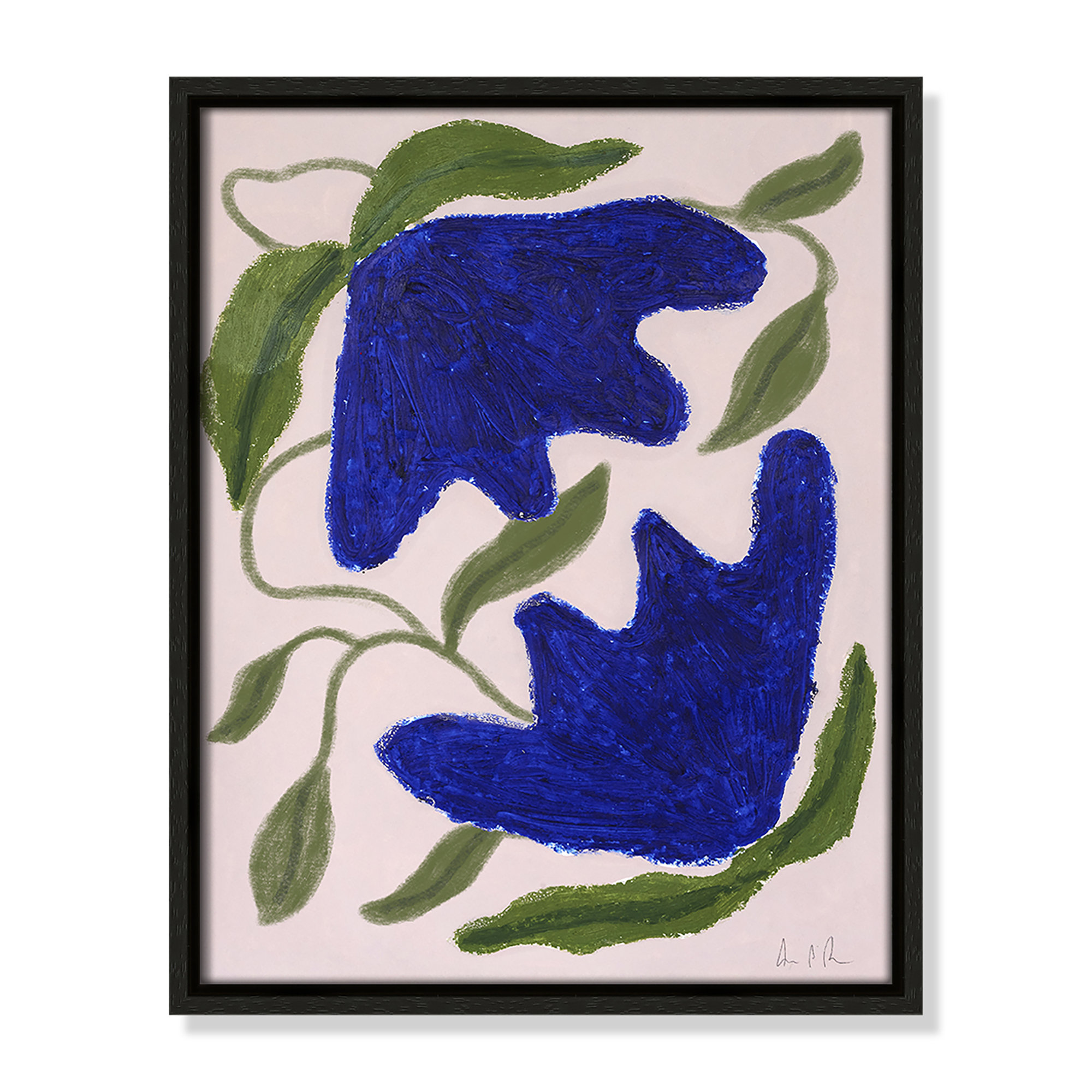 Blue Anemones No. 02 Print by Camilla Bergqvist, Espresso, 15.5" H x 12.5" W