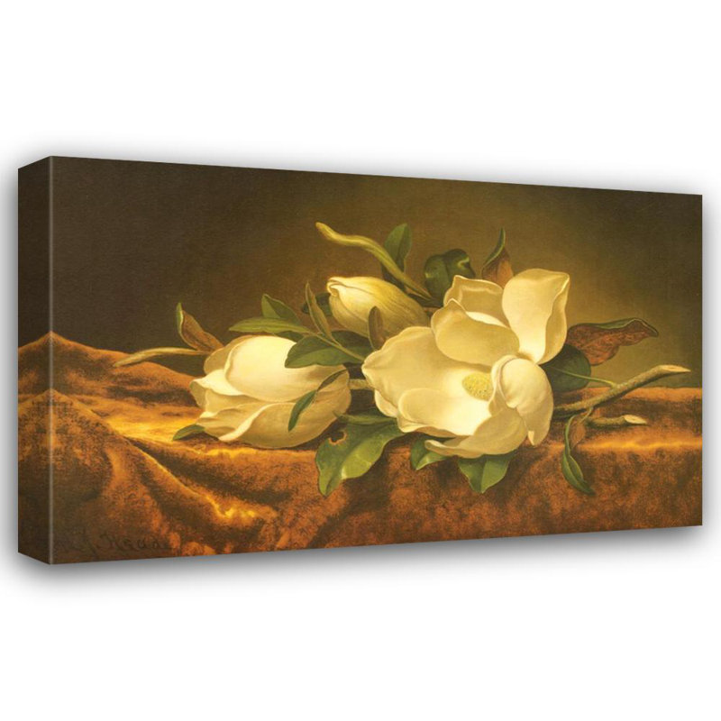 Magnolias sur velours doré IMA-H460, H 30 po x l 48 po