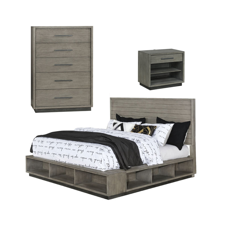 Ensemble de chambre à coucher avec commode 3 pièces Ventura, Très grand