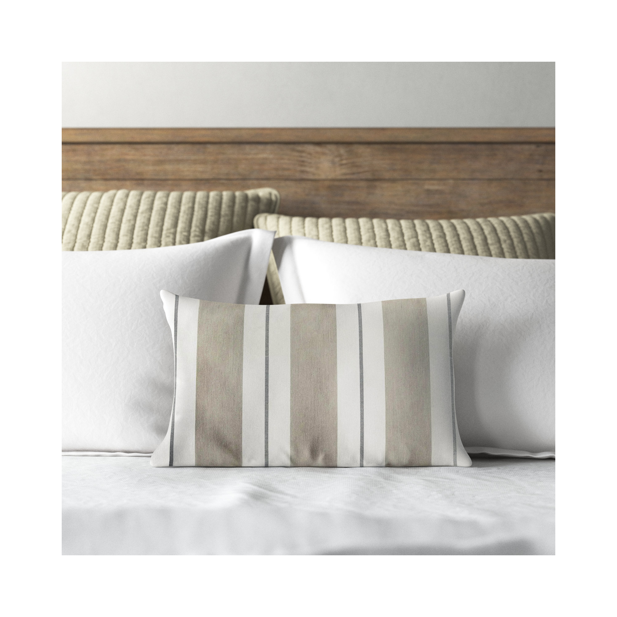 Ansen Striped Indoor/Outdoor Lumbar Throw Pillow, Blue, 12" x 18"