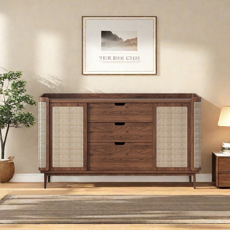 Multifunction Rattan Weaving Sideboard Cabinet