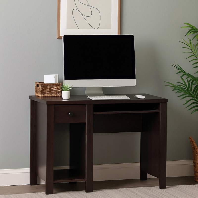 Bureau d'ordinateur, tiroir à clavier et rangement, 39 po, noir