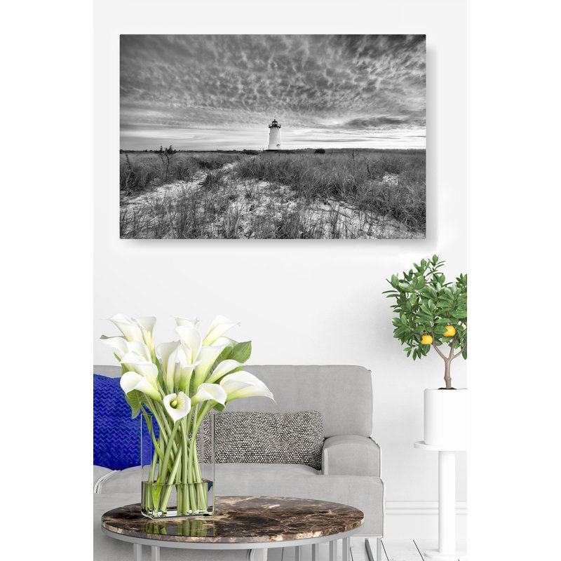 Phare côtier en noir et blanc, H 24 po x l 36 po x P 1,5 po