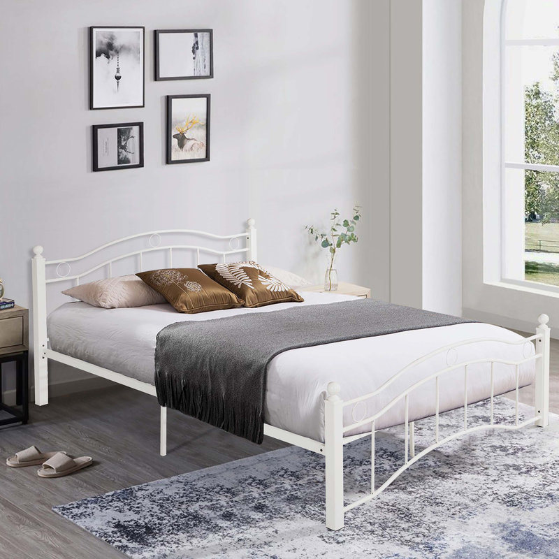 Cadre de lit grand en acier, Grand lit, Blanc