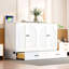 Lit en taille double, blanc - peu encombrant et pratique. Grands tiroirs pour le rangement. Convient aux coussins, vêtements, Style de finition. Chargement activé. Facile à assembler. Dimensions: L 75,1 po x l 56,7 po x H 41,3 po-2058974892-2058974893