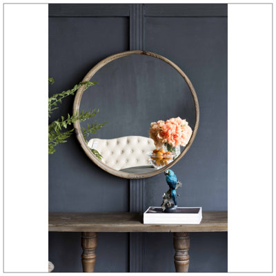 Round Wood Mirror, Wall Mounted Mirror Home Decor For Bathroom Living Room