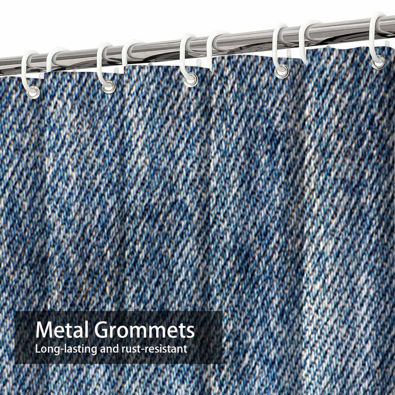 Rideau de douche bleu foncé en denim bleu foncé à 12 crochets, L 72 po x l 78 po