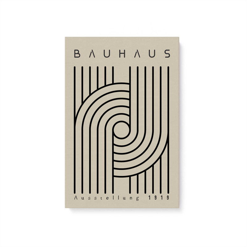 Impression sur toile monochrome Bauhaus Curves, H 30 po x l 20 po, Toile tendue, Ne s'applique pas