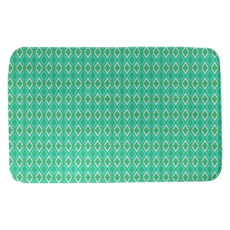 Tapis pour salle de bain diamants Leffel, l 17 po x L 24 po, Vert / Sarcelle