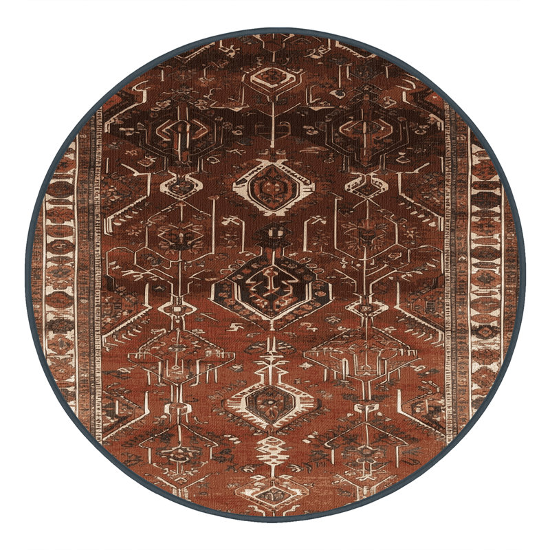 Tapis brun lavable à la machine, Rond 3 pi